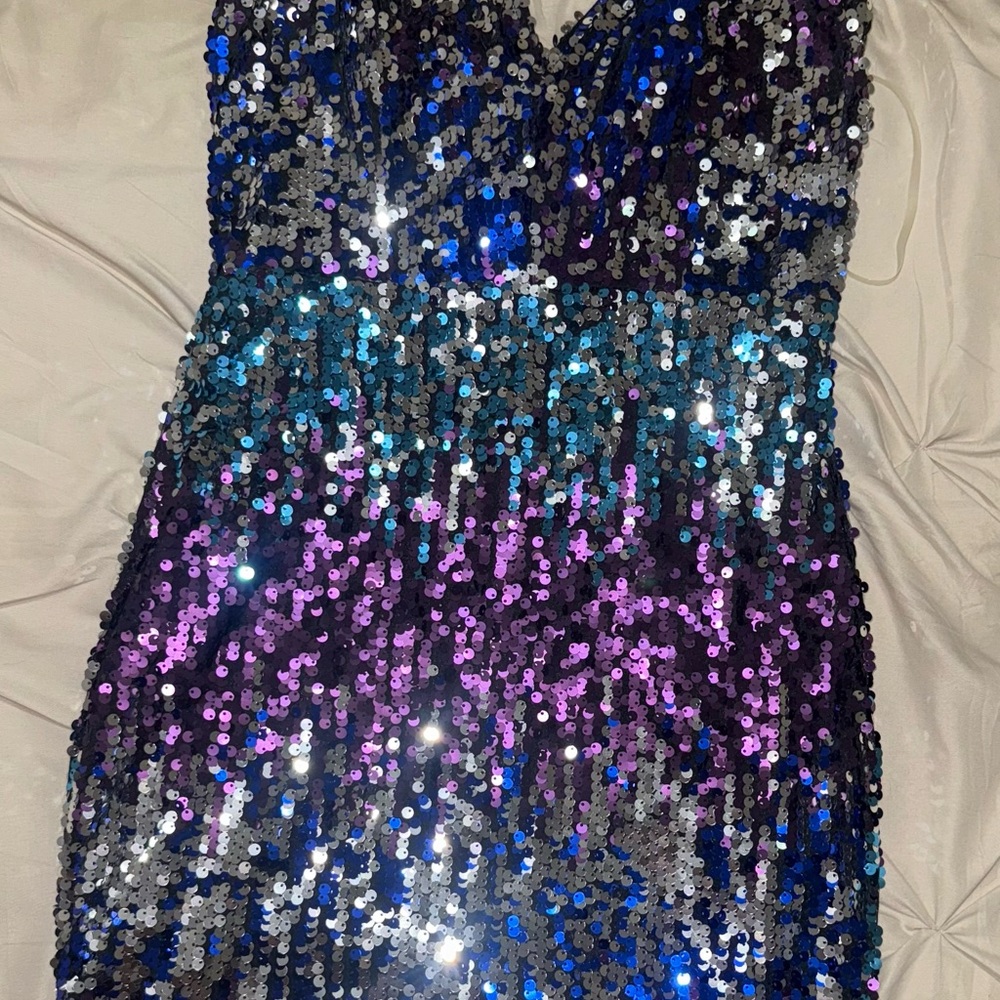 Fashion Nova Sequin Dress - Purple, Blue, Silver